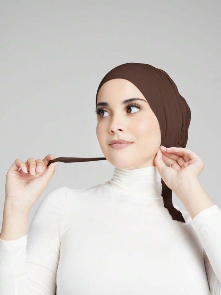 Simple Fashion Skin-Friendly Comfortable Tie Strap Turban Hijab Cap
