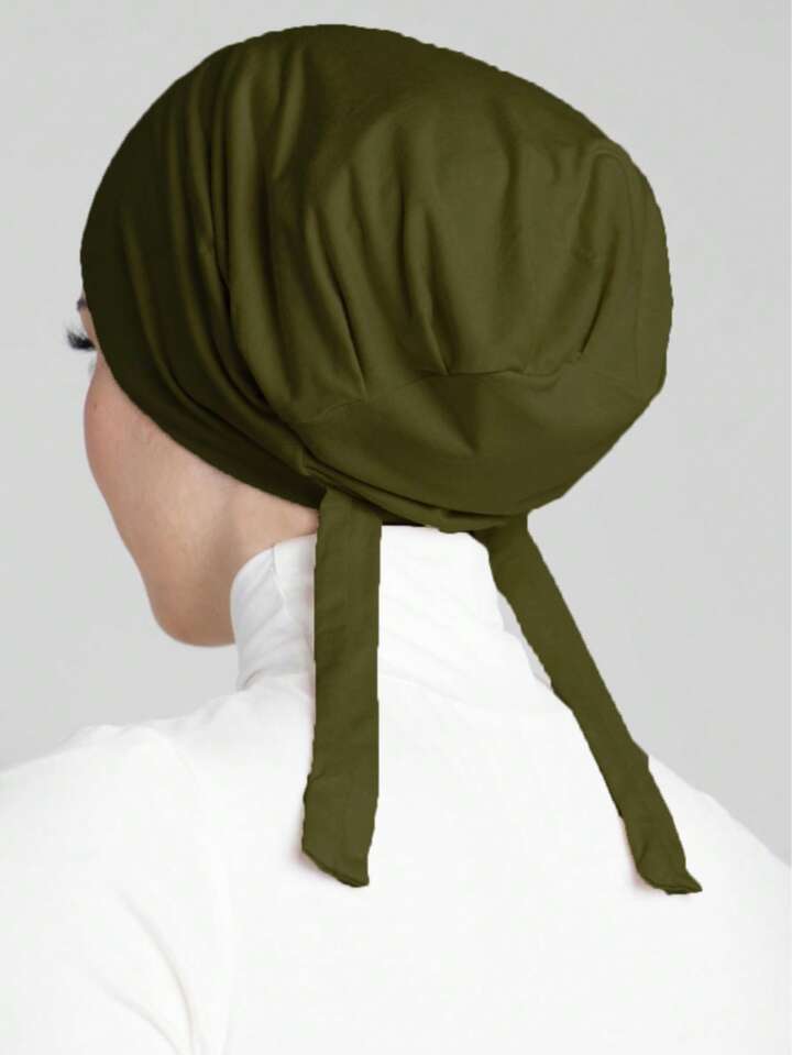 Simple Fashion Skin-Friendly Comfortable Tie Strap Turban Hijab Cap