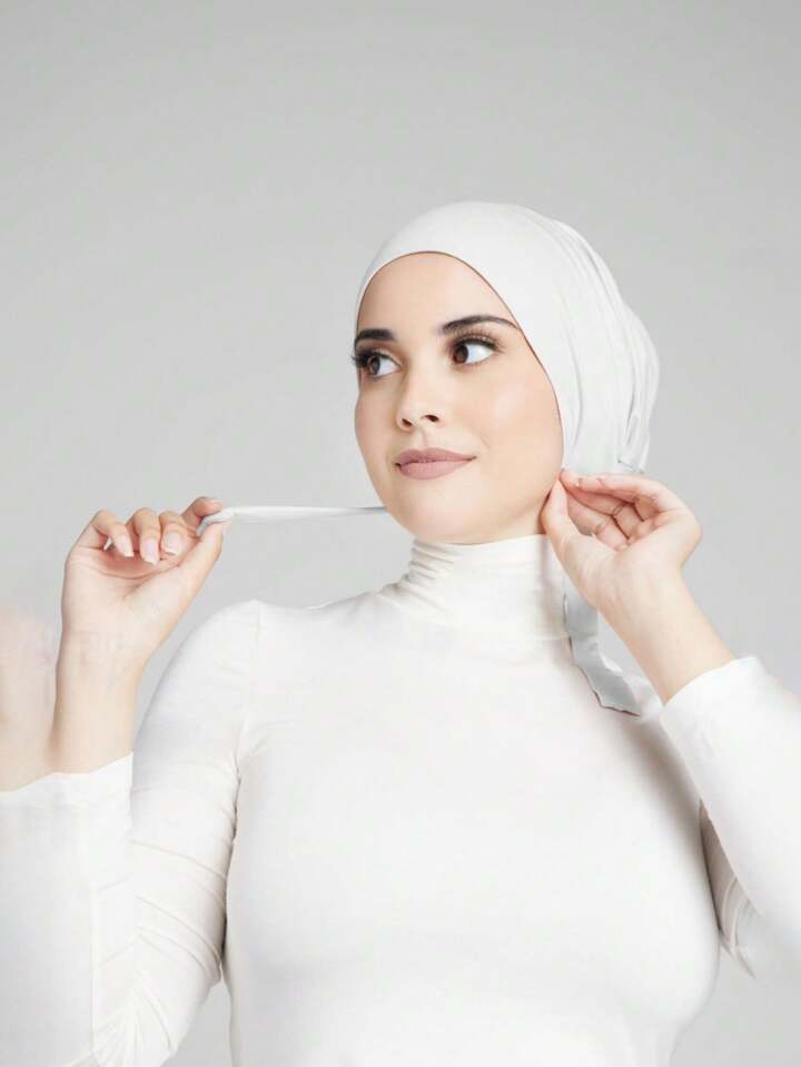 Simple Fashion Skin-Friendly Comfortable Tie Strap Turban Hijab Cap