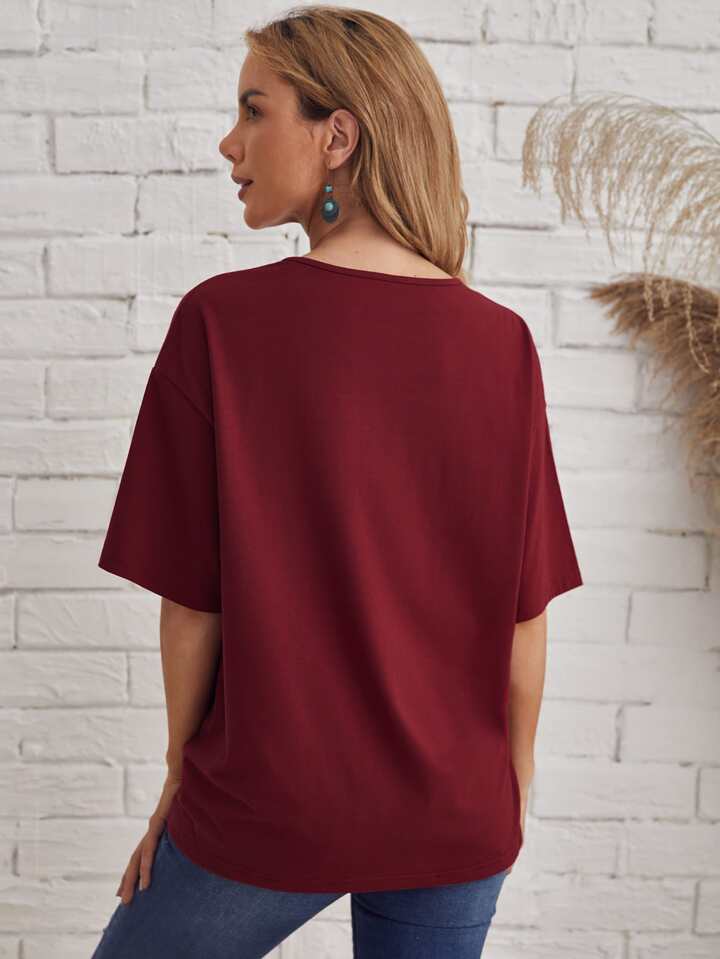 FEATHER AND HEART PRINT TEE-BLACK
