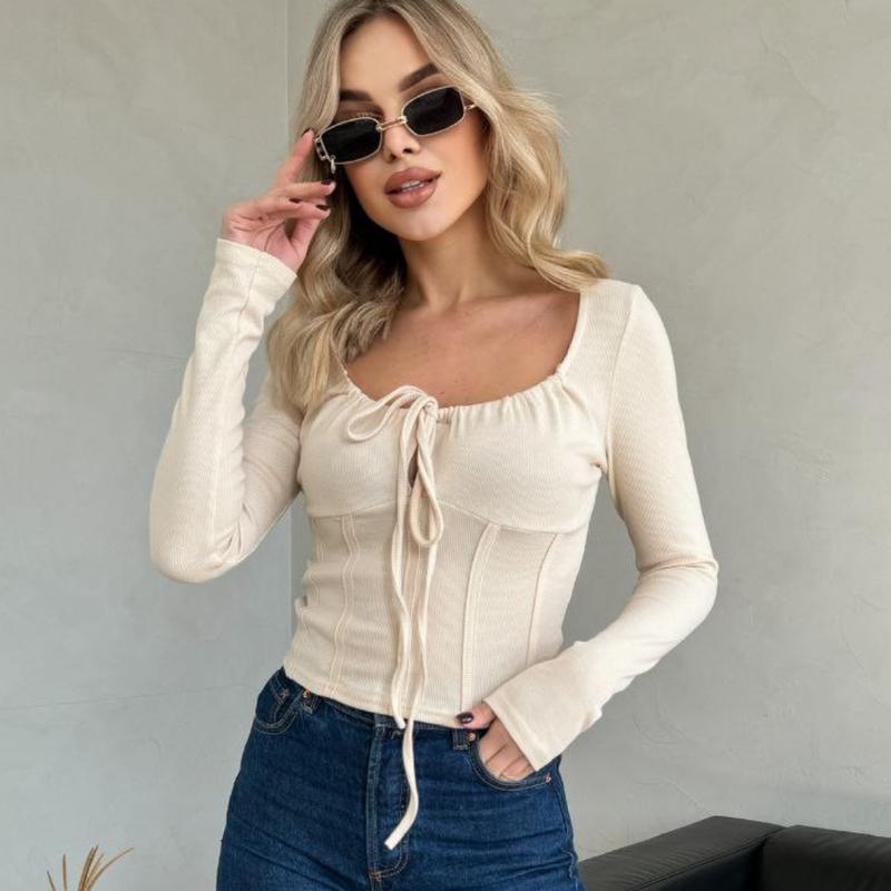 Elegant Style Square neck ribbed Top