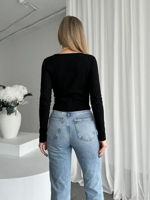 Elegant Style Square neck ribbed Top