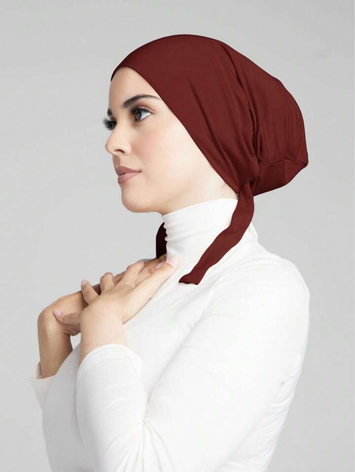 Simple Fashion Skin-Friendly Comfortable Tie Strap Turban Hijab Cap