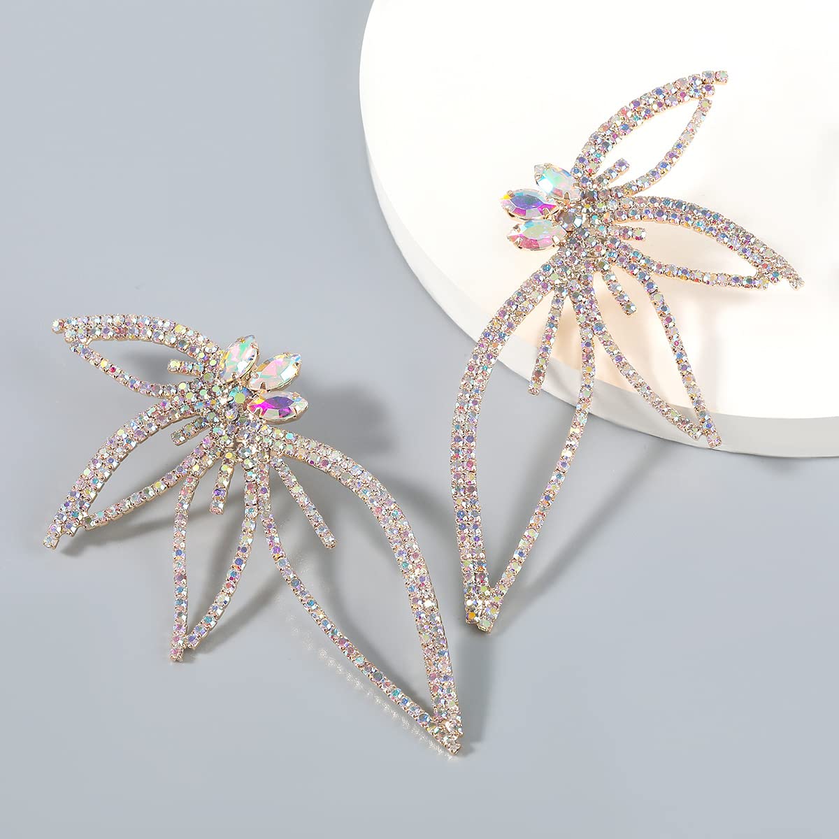 Juran 1pair Glass Rhinestone Earrings