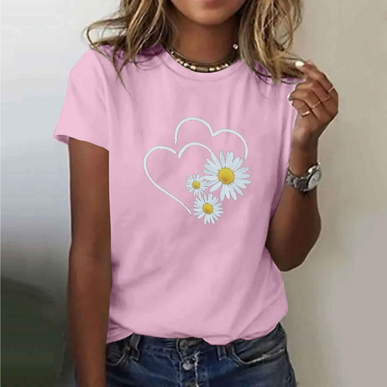 HEART AND FLORAL PRINT TEE