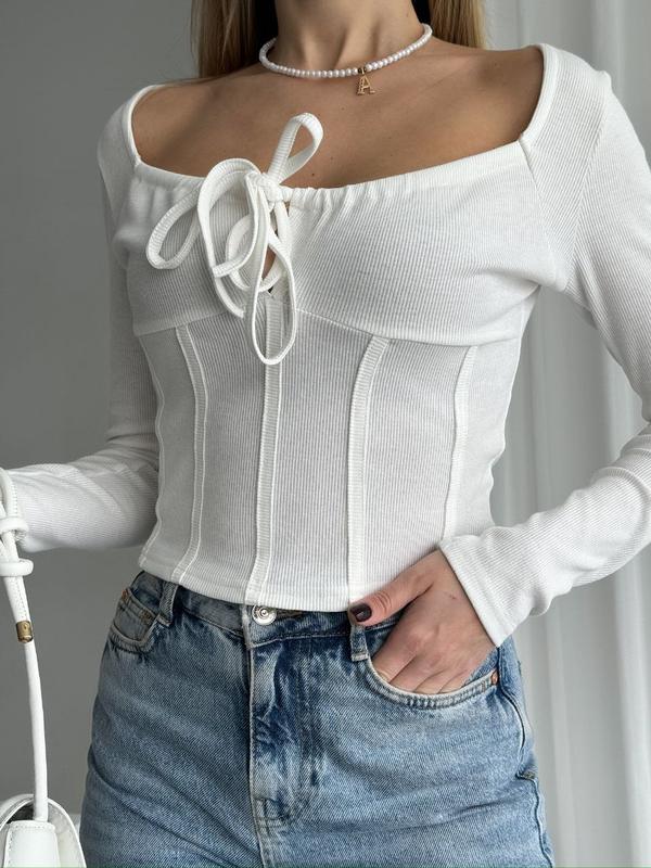 Elegant Style Square neck ribbed Top