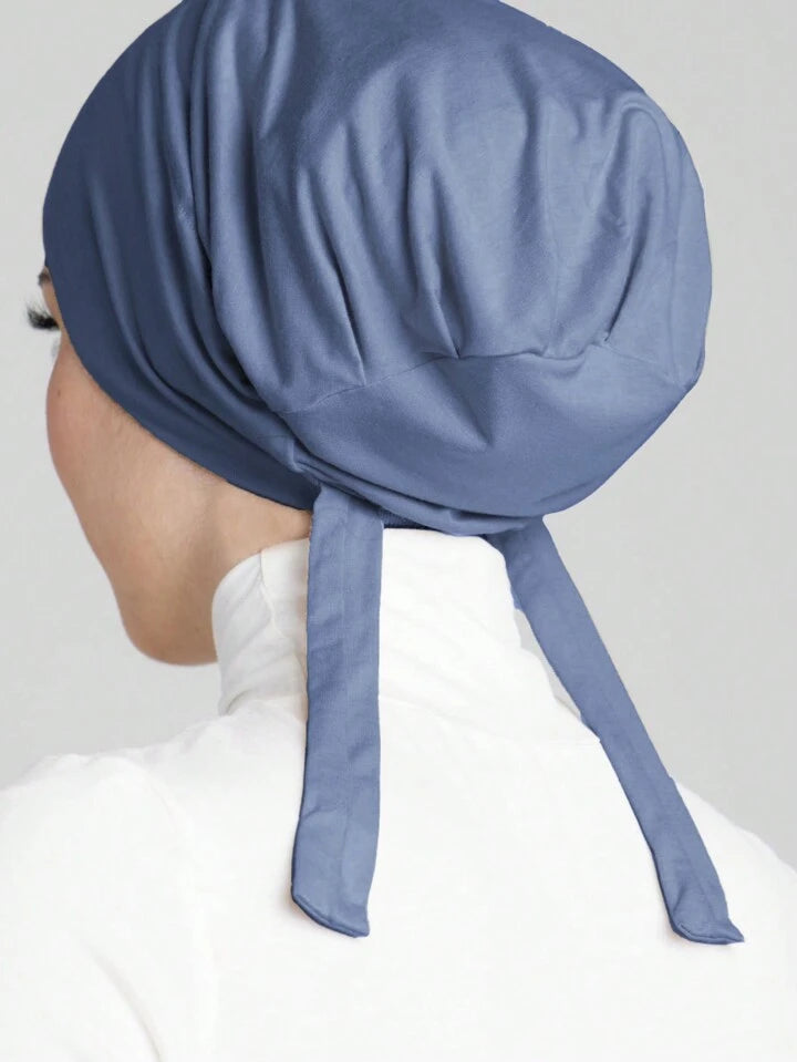 Simple Fashion Skin-Friendly Comfortable Tie Strap Turban Hijab Cap