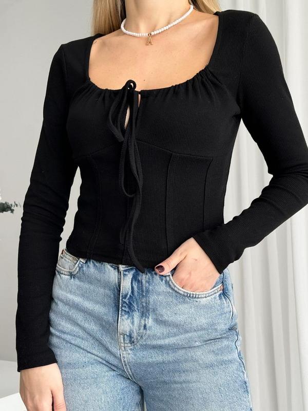 Elegant Style Square neck ribbed Top