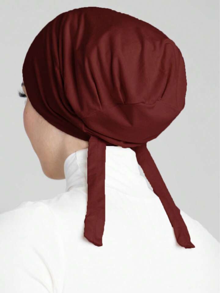 Simple Fashion Skin-Friendly Comfortable Tie Strap Turban Hijab Cap