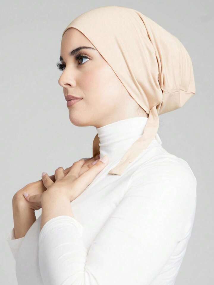 Simple Fashion Skin-Friendly Comfortable Tie Strap Turban Hijab Cap