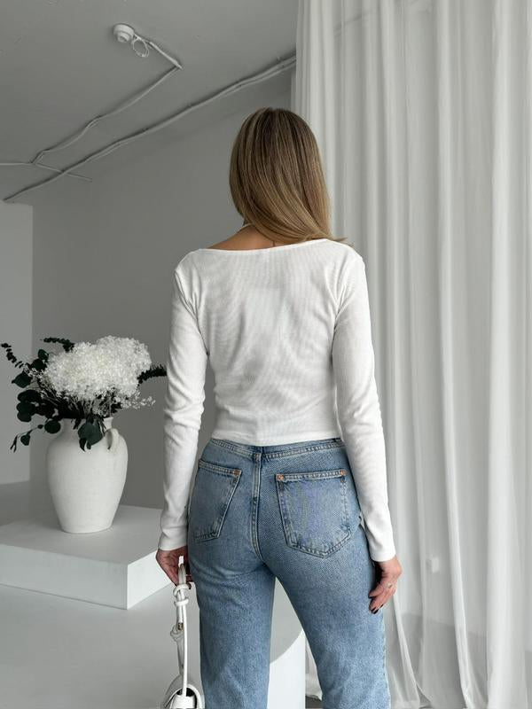 Elegant Style Square neck ribbed Top