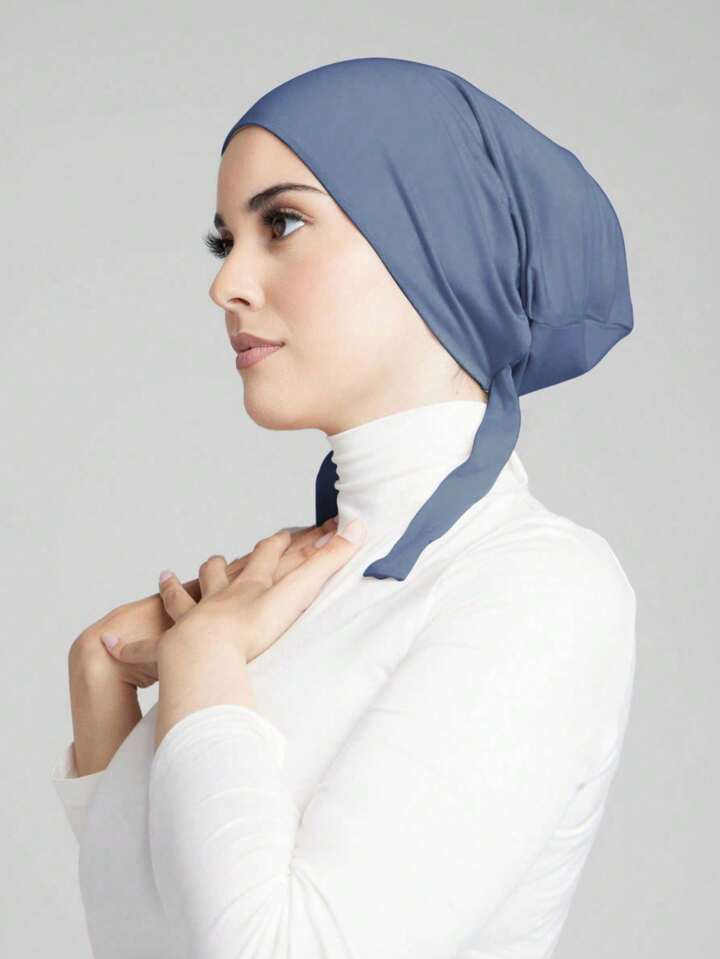 Simple Fashion Skin-Friendly Comfortable Tie Strap Turban Hijab Cap