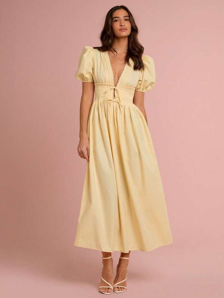 Women's Solid Color Short Sleeves Fashionable dress
