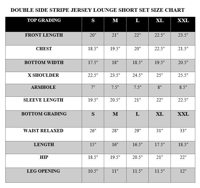 DOUBLE SIDE STRIPE JERSEY LOUNGE SHORT SET-GREY