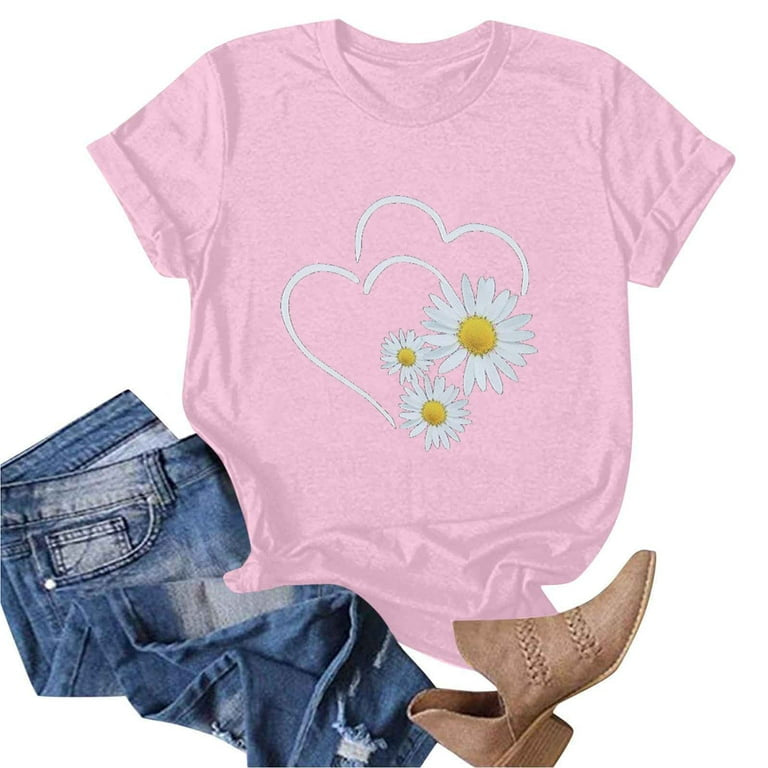 HEART AND FLORAL PRINT TEE