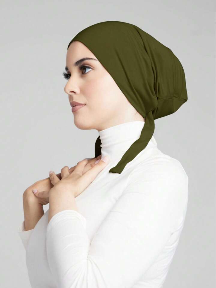 Simple Fashion Skin-Friendly Comfortable Tie Strap Turban Hijab Cap