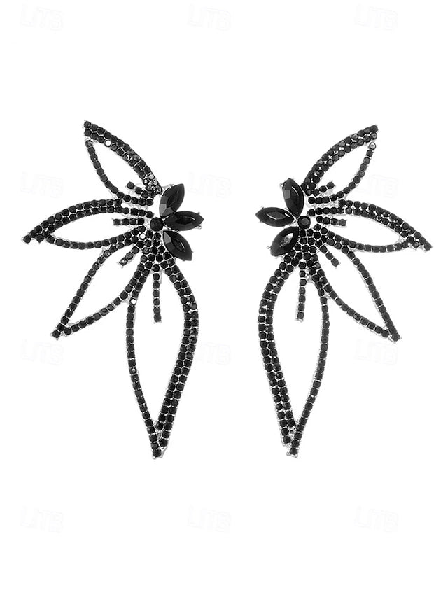 Juran 1pair Glass Rhinestone Earrings