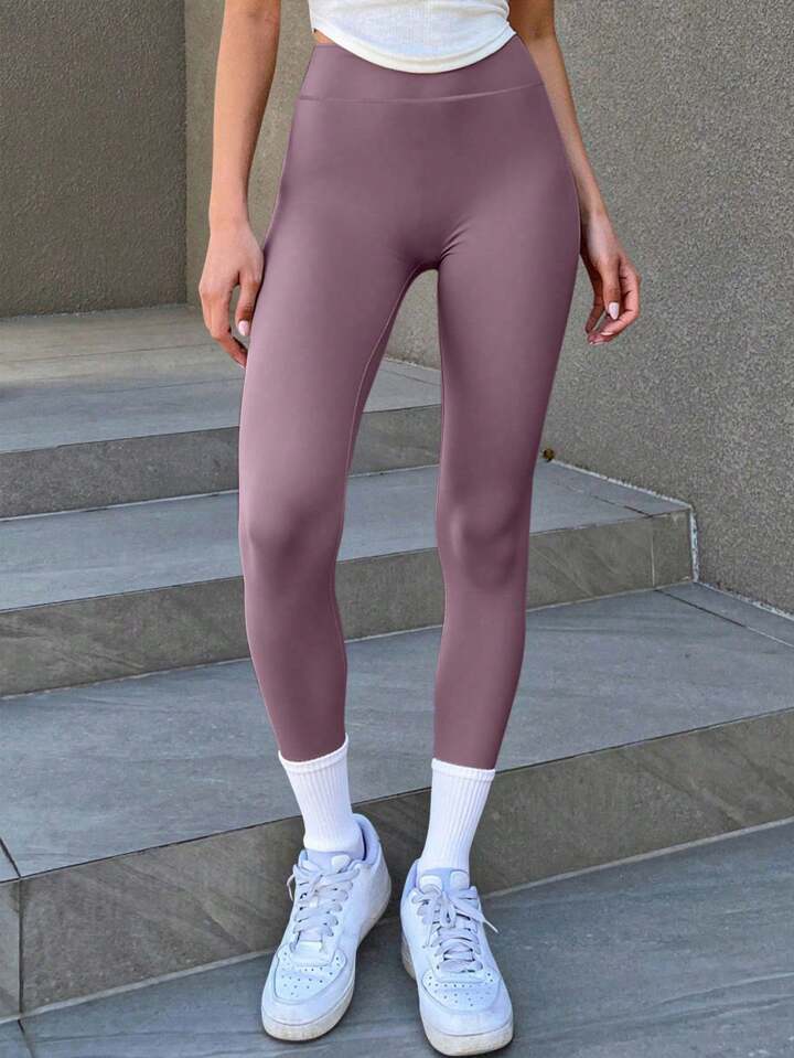Women's Plain Color Minimalist Casual Leggings, Everyday Wear