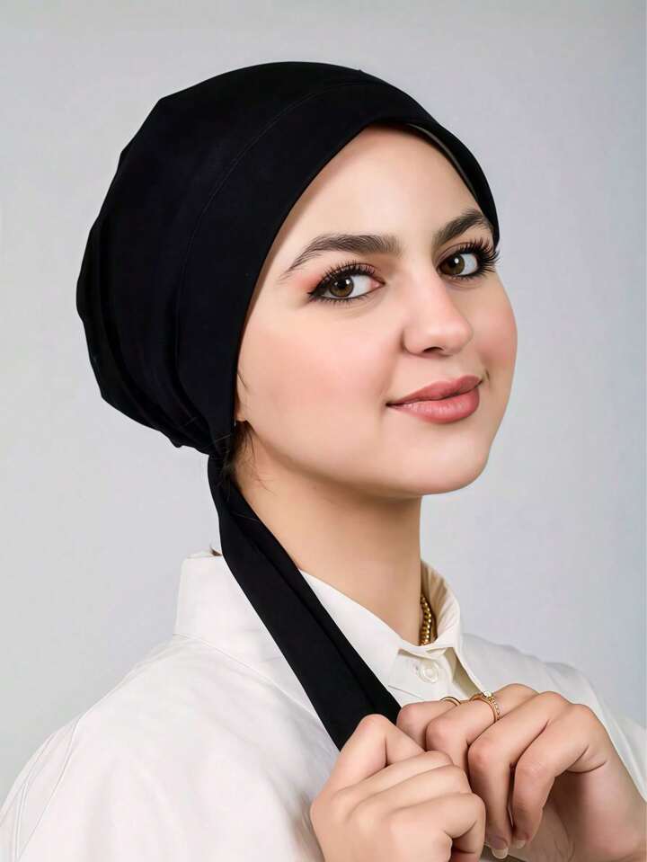 Simple Fashion Skin-Friendly Comfortable Tie Strap Turban Hijab Cap