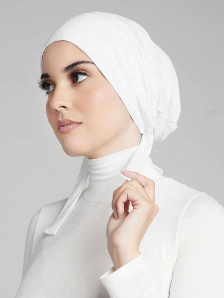 Simple Fashion Skin-Friendly Comfortable Tie Strap Turban Hijab Cap