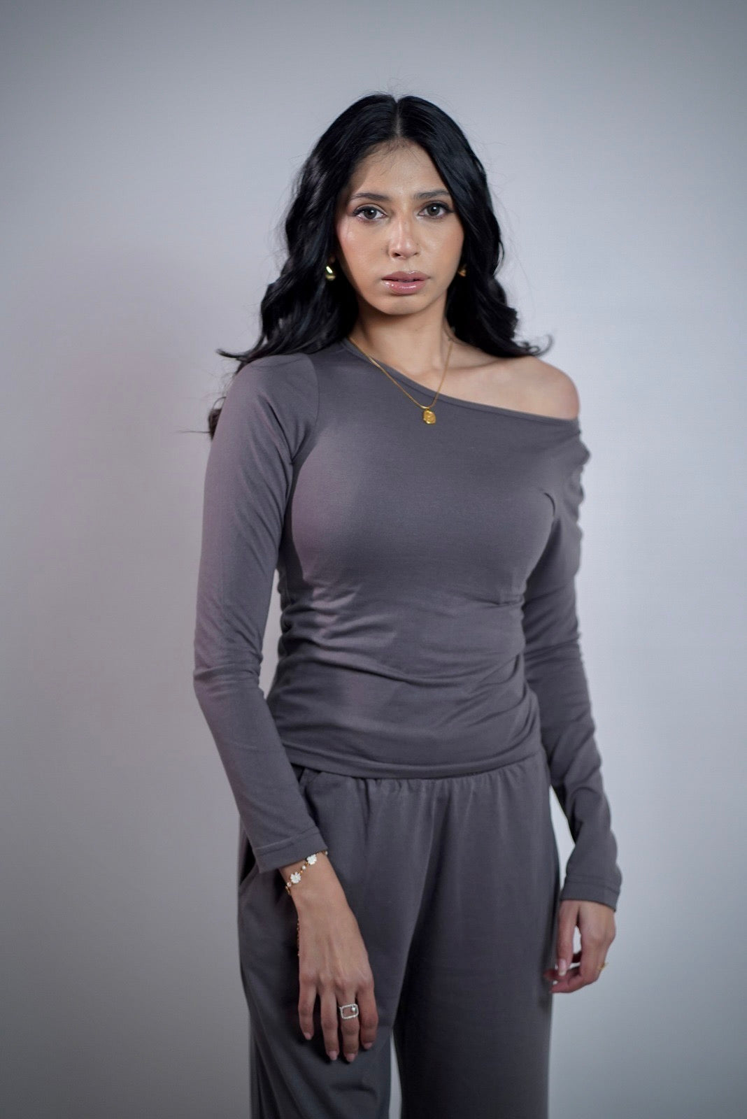 CASUAL 2PCS KNITTED SLIM TOP & WIDE LEG PANTS