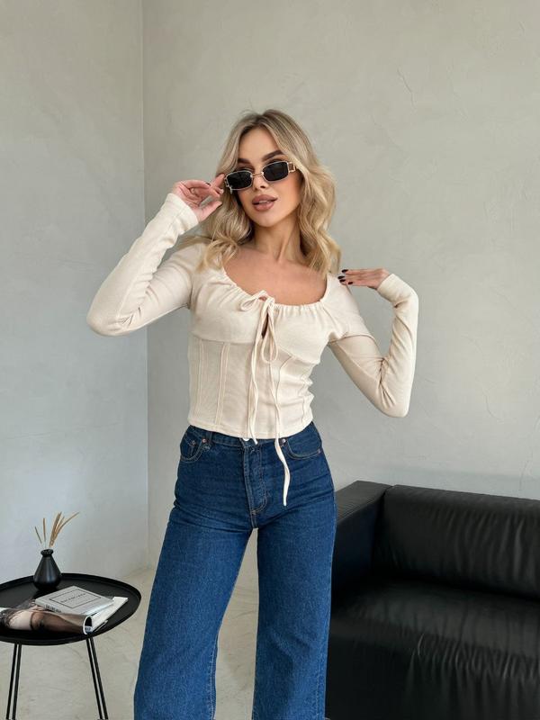 Elegant Style Square neck ribbed Top