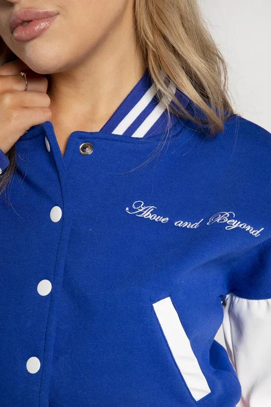B SLOGAN CROPED VERSITY BASEBALL JACKET