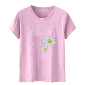 HEART AND FLORAL PRINT TEE