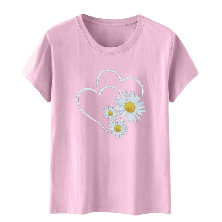 HEART AND FLORAL PRINT TEE