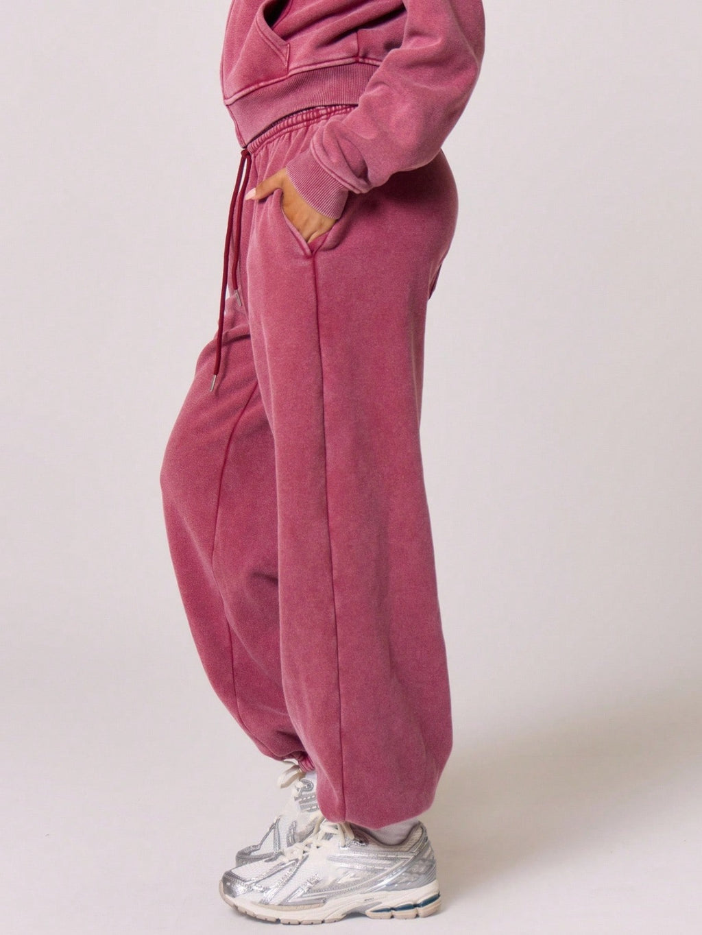 Washed Drawstring Waist Joggers Vacation Set