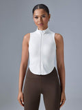 Women's Casual Sports Sleeveless Black Stand Collar Vest
