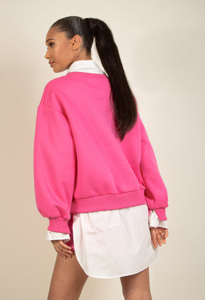 BADGE MOTIF SWEATSHIRT WITH SHIRT UNDERLAY