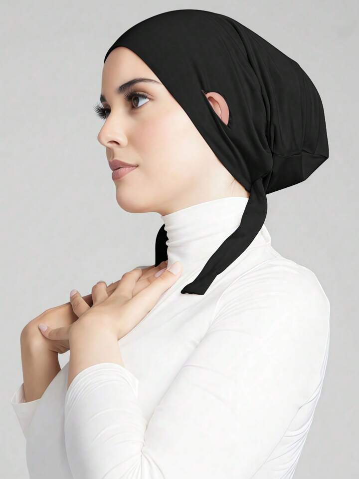 Simple Fashion Skin-Friendly Comfortable Tie Strap Turban Hijab Cap
