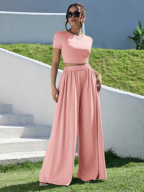 WOMEN’S SUMMER TWO PIECE ROUND NECK OUTFIT