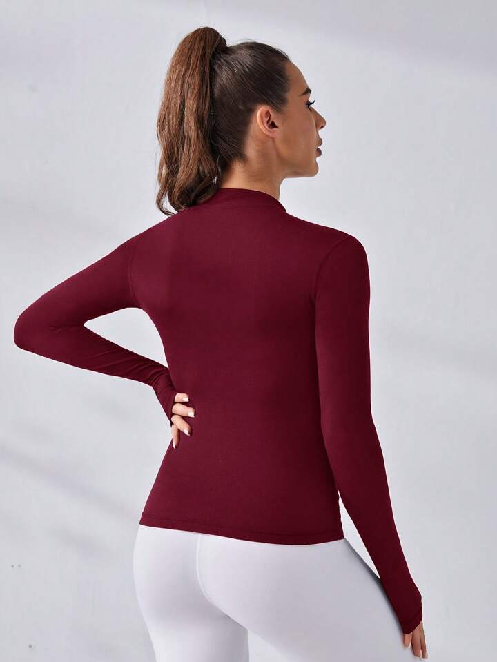 Daily&Casual Women's Solid Color Zip-Up Long Sleeve Casual Sports Zipper