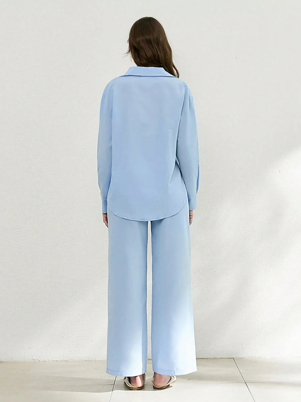 Two Pieces Blue Shirt And Palazzo Pant