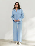 Two Pieces Blue Shirt And Palazzo Pant