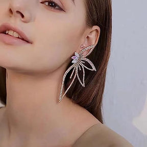 Juran 1pair Glass Rhinestone Earrings
