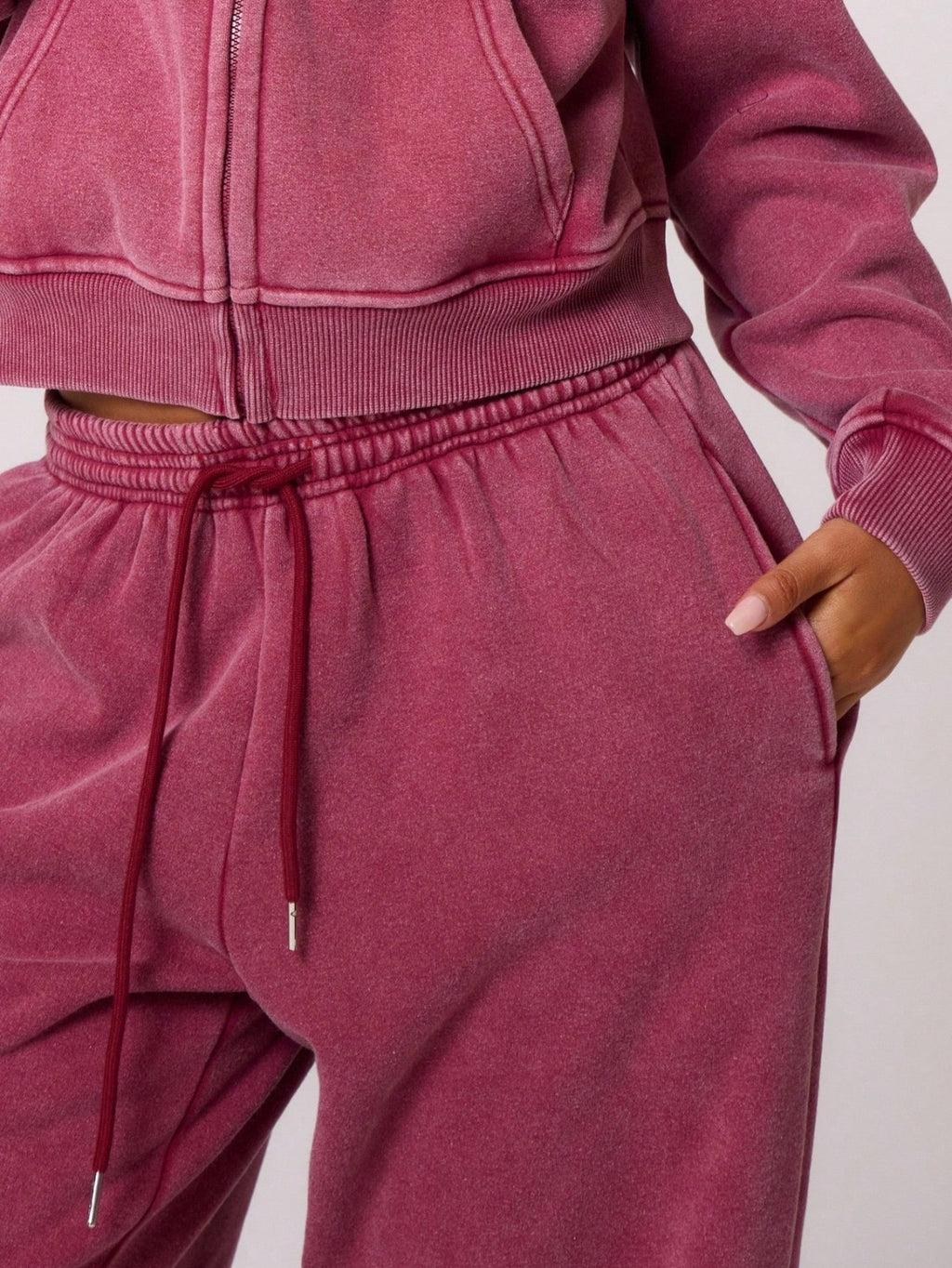 Washed Drawstring Waist Joggers Vacation Set