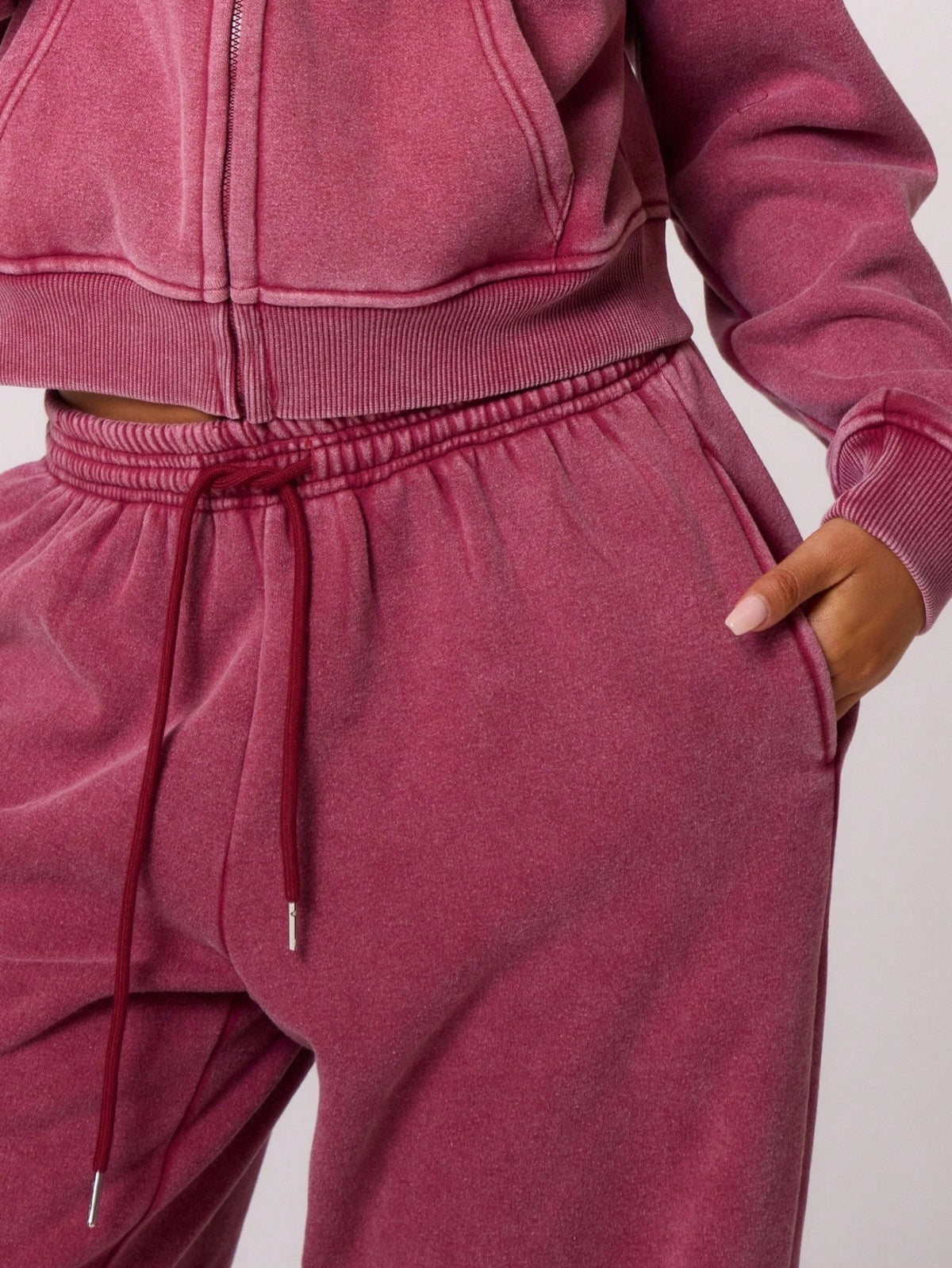 Washed Drawstring Waist Joggers Vacation Set