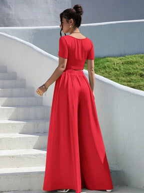 WOMEN’S SUMMER TWO PIECE ROUND NECK OUTFIT