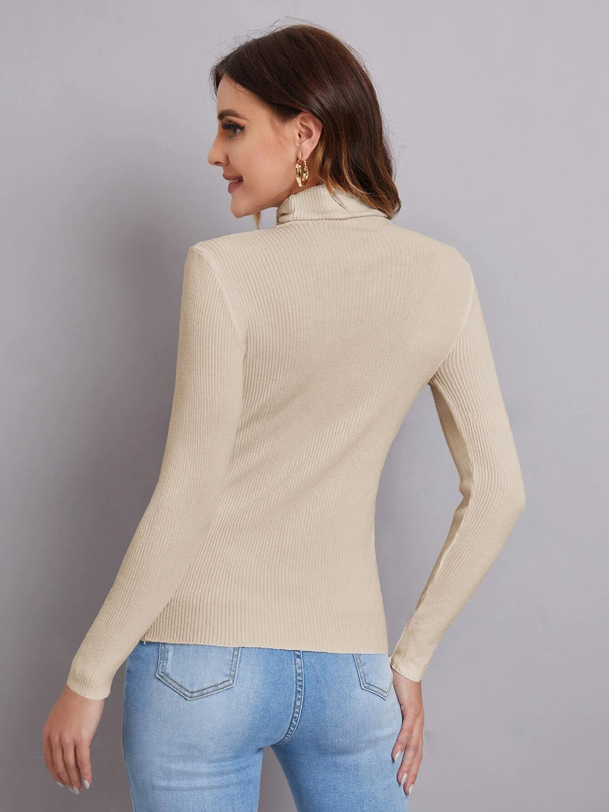 TURTLENECK RIBBED KNIT SWEATER WORKWEAR