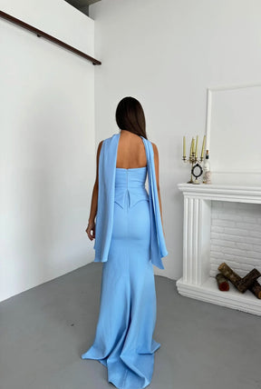 STRAPLESS PEMPUL DRESS WITH LONG SCARF