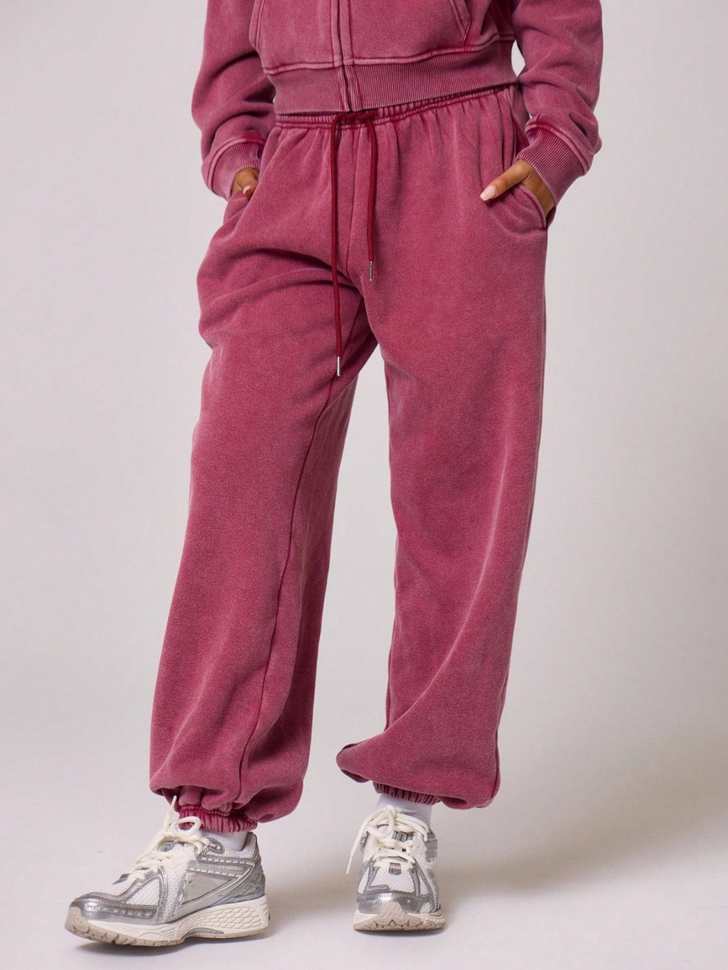 Washed Drawstring Waist Joggers Vacation Set