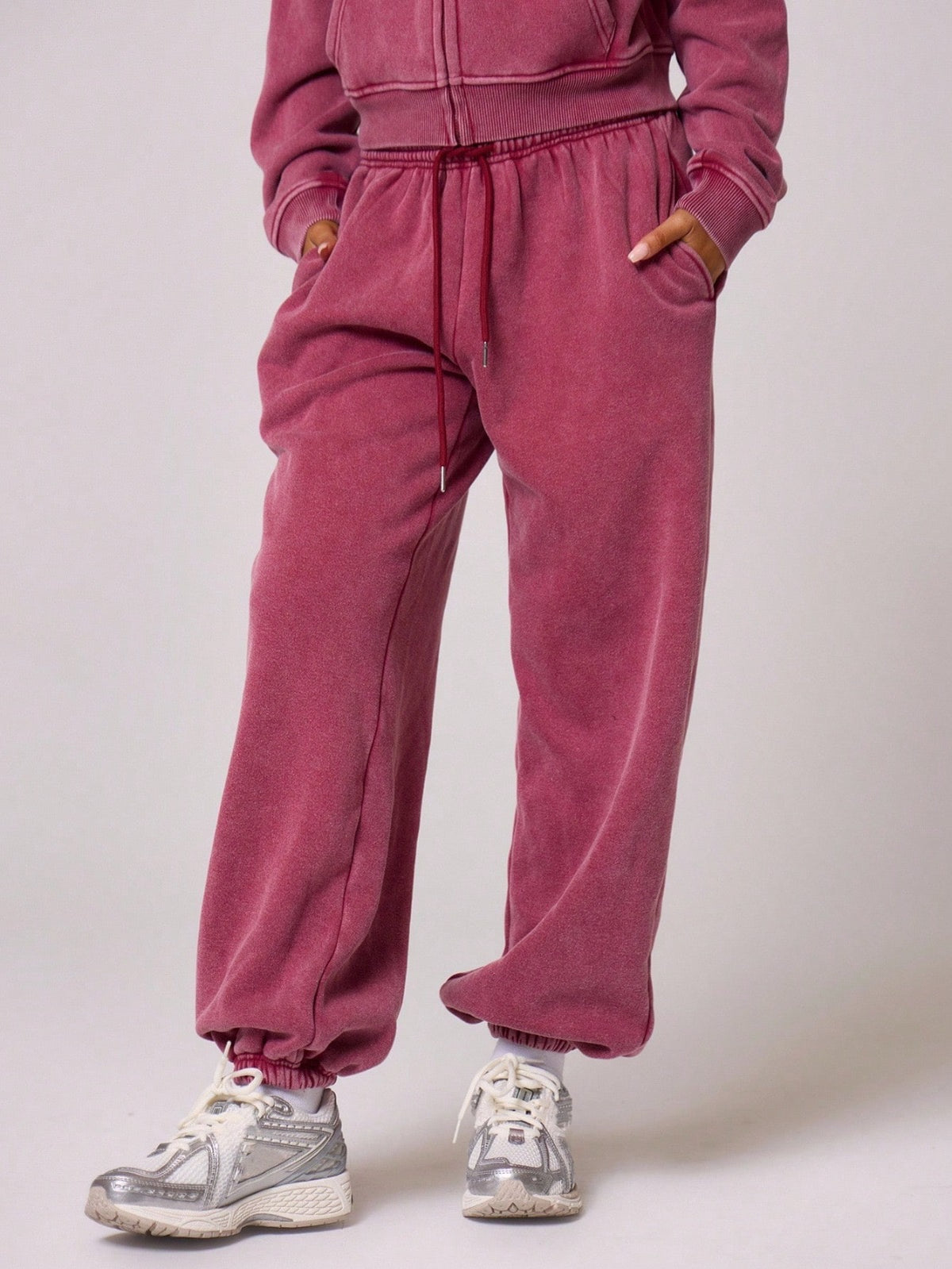 Washed Drawstring Waist Joggers Vacation Set