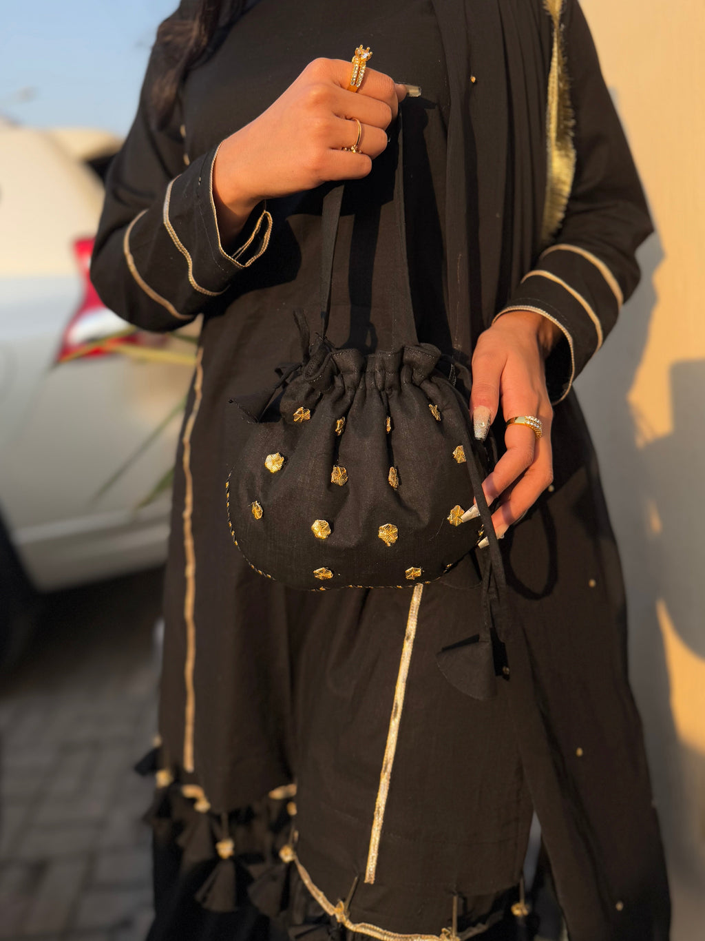 ELEGANT THREE PIECE DRESS WITH BAG