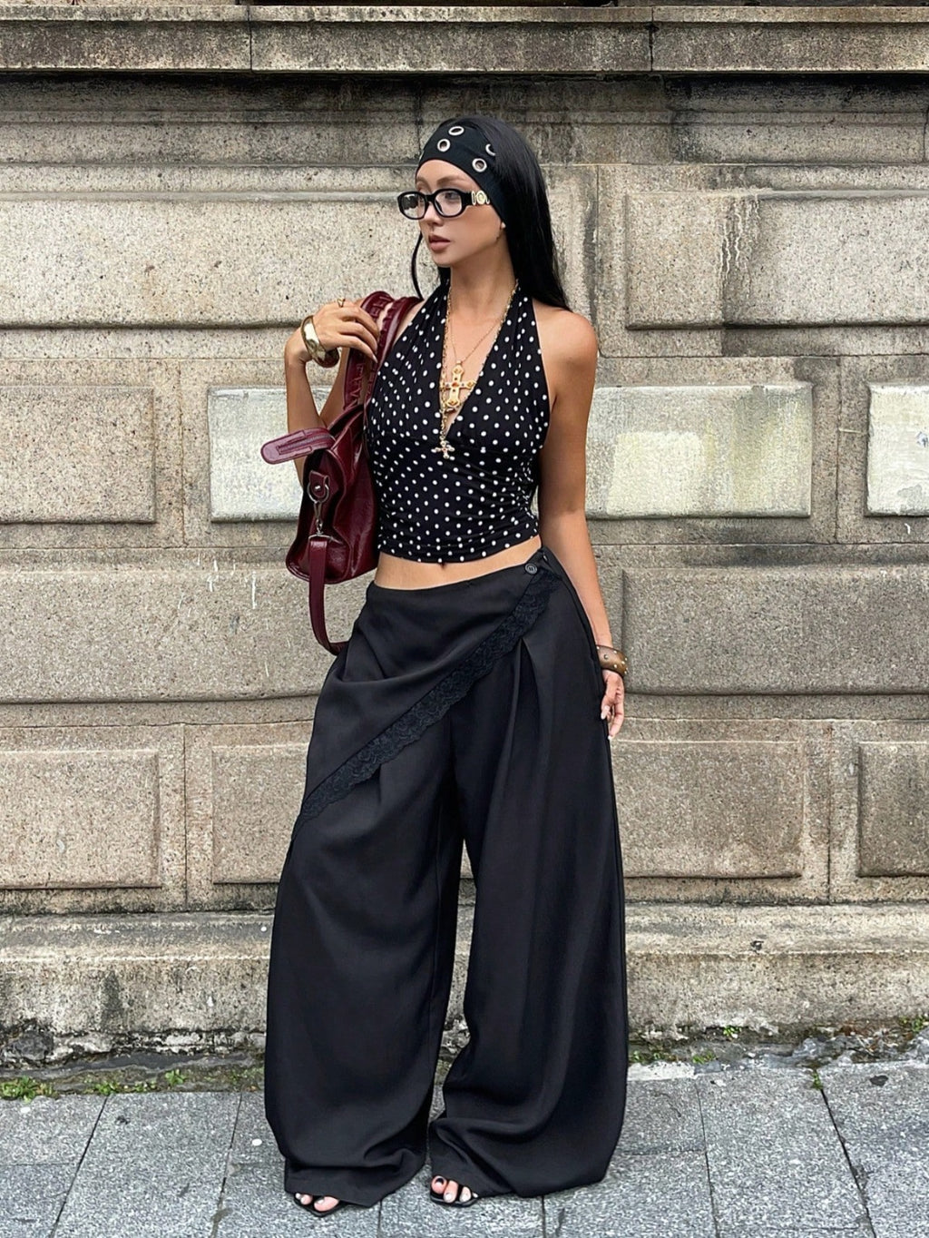 WOMEN’S LACE FLARED LEG ELEGANT TROUSER