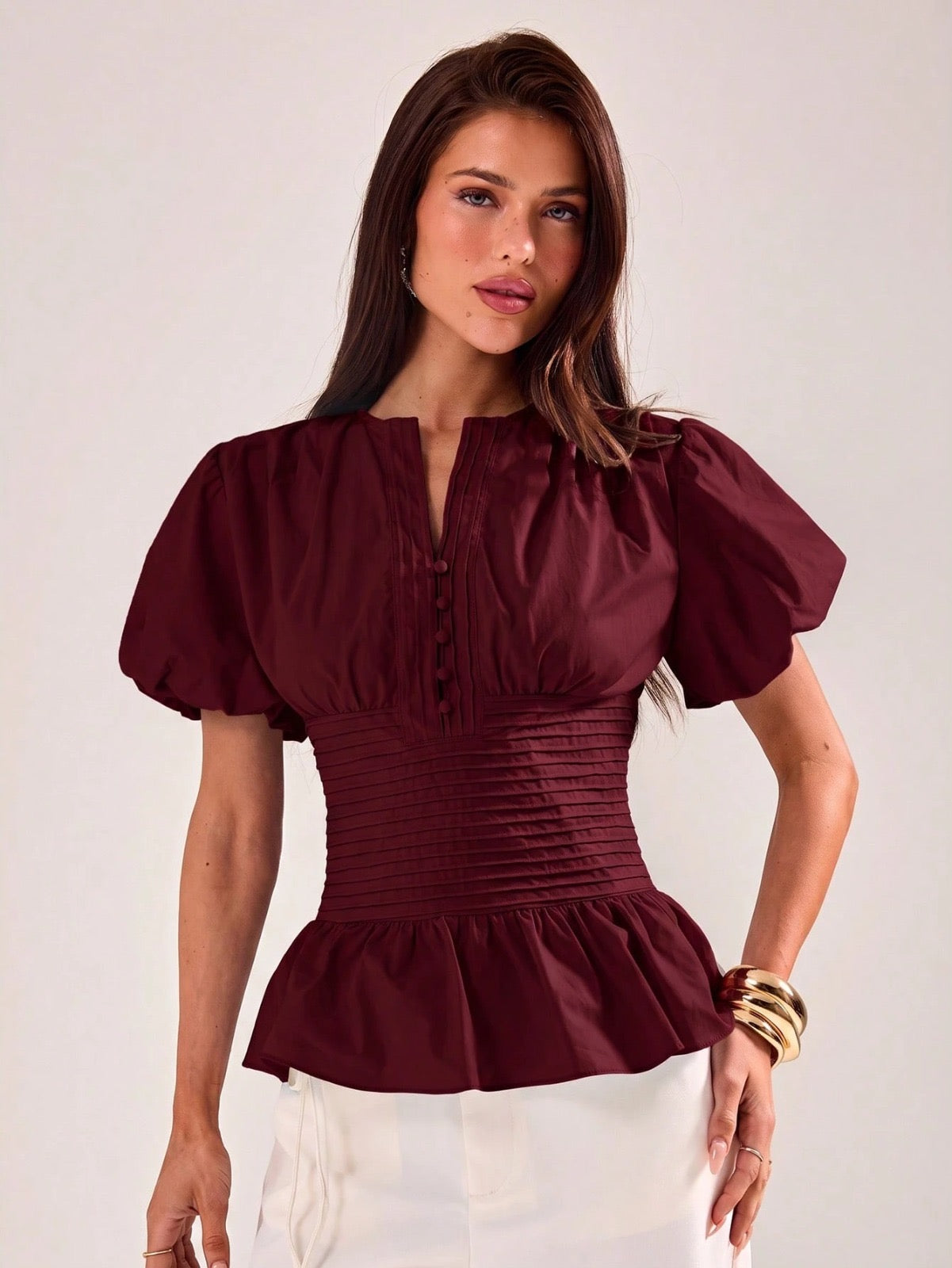 Women’s Solid button down top