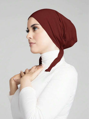 Simple Fashion Skin-Friendly Comfortable Tie Strap Turban Hijab Cap