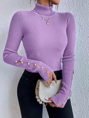 WOMEN'S SOLID COLOR MINIMALIST CREW NECK LONG SLEEVE SWEATER